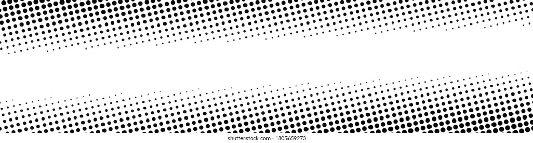 Halftone dotted vector black and white background, pop art comix wallpaper element decoration illustration