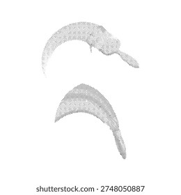 halftone dotted vector illustration of paint brush strokes and ink smears isolated on a white background