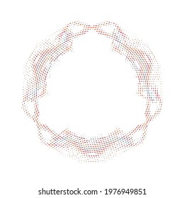 Halftone dotted whimsical frame. Vector abstract background, overlay. Minimalists element for advertisement banners, cards, gifts, party decor, posters, packaging. 