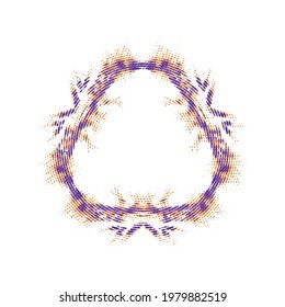 Halftone dotted whimsical frame. Vector abstract background, overlay. Minimalists element for advertisement banners, cards, gifts, party decor, posters, packaging. 