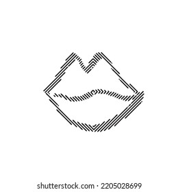Halftone drawn lips  Minimal grunge lip icon  gradient line mouth symbol  half tone lips illustration  kiss lined print