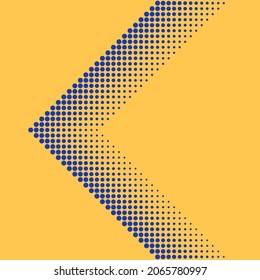 Halftone dynamic arrow sign, vector dots direction pointer.