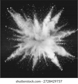 Explosão dinâmica de meio-tom ou gráfico de explosão em pó, ideal para designs com temas de ação, vendas flash e efeitos artísticos criativos.