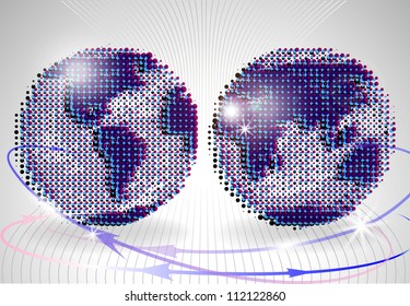 Halftone Earth Globes Background