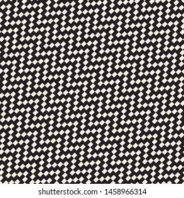 Halftone Edgy Lines Mosaic Endless Stylish Texture. Abstract Geometric Background Design. Vector Seamless Black and White Pattern.