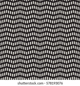 Halftone Edgy Lines Mosaic Endless Stylish Texture. Abstract Geometric Background Design. Vector Seamless Black and White Pattern.