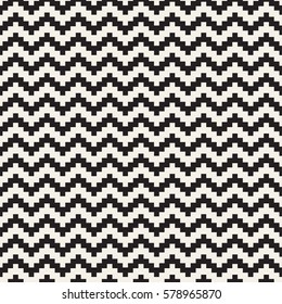 Halftone Edgy Lines Mosaic Endless Stylish Texture. Abstract Geometric Background Design. Vector Seamless Black and White Pattern.