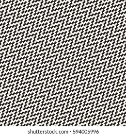 Halftone Edgy Lines Mosaic Endless Stylish Texture. Abstract Geometric Background Design. Vector Seamless Black and White Pattern.