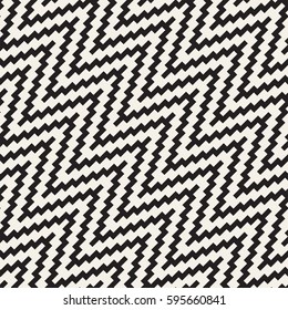 Halftone Edgy Lines Mosaic Endless Stylish Texture. Abstract Geometric Background Design. Vector Seamless Black and White Pattern.