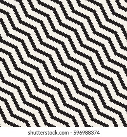 Halftone Edgy Lines Mosaic Endless Stylish Texture. Abstract Geometric Background Design. Vector Seamless Black and White Pattern.