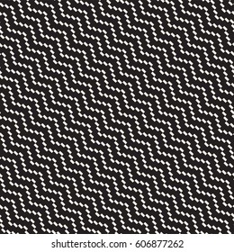 Halftone Edgy Lines Mosaic Endless Stylish Texture. Abstract Geometric Background Design. Vector Seamless Black and White Pattern.