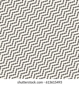 Halftone Edgy Lines Mosaic Endless Stylish Texture. Vector Seamless Black and White Pattern