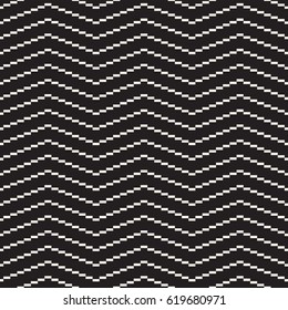 Halftone Edgy Lines Mosaic Endless Stylish Texture. Vector Seamless Black and White Pattern