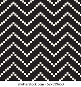 Halftone Edgy Lines Mosaic Endless Stylish Texture. Abstract Geometric Background Design. Vector Seamless Black and White Pattern.