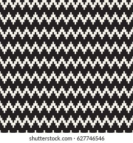 Halftone Edgy Lines Mosaic Endless Stylish Texture. Abstract Geometric Background Design. Vector Seamless Black and White Pattern.