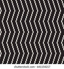 Halftone Edgy Lines Mosaic Endless Stylish Texture. Abstract Geometric Background Design. Vector Seamless Black and White Pattern.