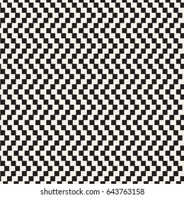 Halftone Edgy Lines Mosaic Endless Stylish Texture. Abstract Geometric Background Design. Vector Seamless Black and White Pattern.