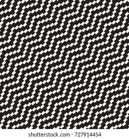 Halftone Edgy Lines Mosaic Endless Stylish Texture. Vector Seamless Black and White Pattern