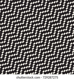 Halftone Edgy Lines Mosaic Endless Stylish Texture. Vector Seamless Black and White Pattern