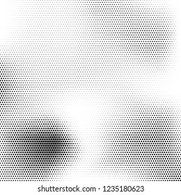 Halftone effect abstract background. Monochrome dotted grunge texture. Black and white vector illustration. Minimalist design. Easy to edit template for your projects.