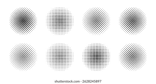 Halftone effect abstract dotted circles. Halftone design elements