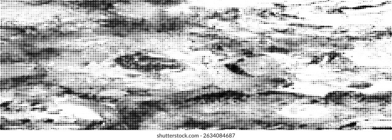 Halftone effect background with organic stone texture. Gritty retro monochrome vector gradient