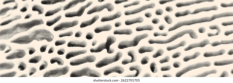 Halftone effect background with organic texture. Gritty retro monochrome vector gradient.