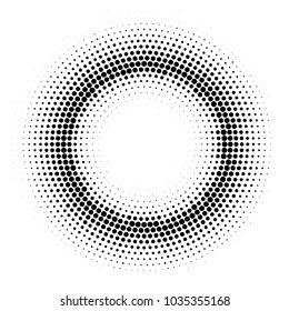 Halftone effect circle frame. Vector halftone round gradient