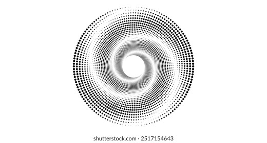 Halftone effect dotted blue gradient frame. Isolated vector dotted circle modern dots circle
