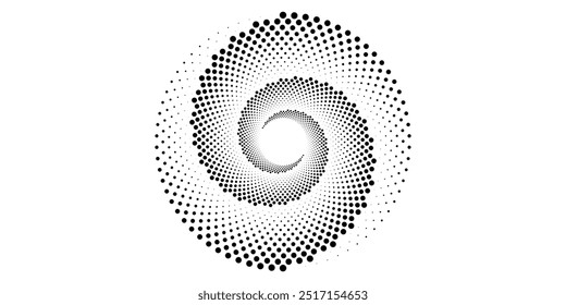 Halftone effect dotted blue gradient frame. Isolated vector dotted circle modern dots circle