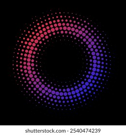Marco de degradado colorido punteado efecto semitono. Círculo punteado de Vector aislado