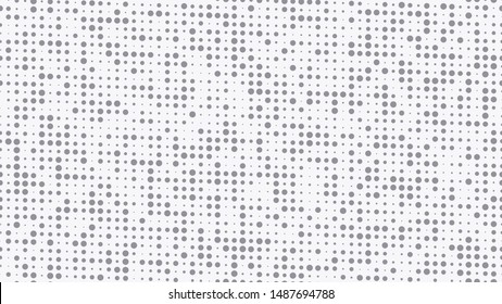 Halftone effect seamless pattern with different size dot polka dotted. Abstract spotted vector background. Aspect ratio, full hd, 4K, for a widescreen display