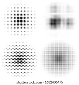 Halftone effect set. Different gradient circles in halftone effect