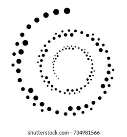 HALFTONE EFFECT SWIRLY DOTTED CIRCLE. GEOMETRIC ELEMENT LOGO DESIGN VECTOR