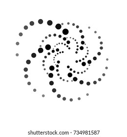 HALFTONE EFFECT SWIRLY DOTTED CIRCLE. GEOMETRIC ELEMENT LOGO DESIGN VECTOR