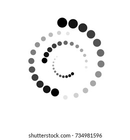 HALFTONE EFFECT SWIRLY DOTTED CIRCLE. GEOMETRIC ELEMENT LOGO DESIGN VECTOR