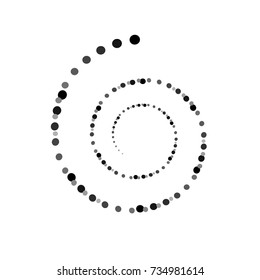 HALFTONE EFFECT SWIRLY DOTTED CIRCLE. GEOMETRIC ELEMENT LOGO DESIGN VECTOR