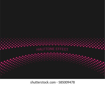 Halftone effect title strip with pink text on dark grey background. Vector illustration.