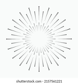Ilustración vectorial de efecto semitono. Puntos negros sobre fondo blanco. Fondo de Sunburst blanco y negro. Resumen de fondo.