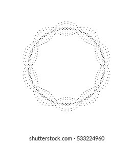 Halftone effect vector illustration. Black dots on white background. Black and white Sunburst background. Abstract dotted background. Halftone effect explosion.