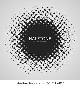 Halftone element isolated on white background. Circular halftone pattern. Radial gradient. Vector illustration 