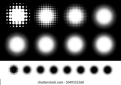 Halftone element set with 8 shape in black and white