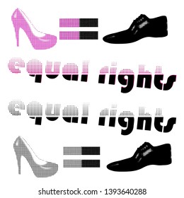 halftone equal rights slogan vector illustration isolated on white background