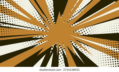 Halftone explosion radial background for pop art theme design	
