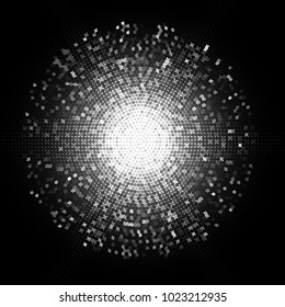 Halftone exposure effect. Vector abstract light circle