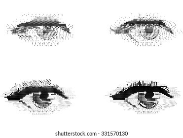 Halftone Eye Spots Black And White