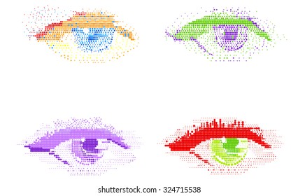 halftone eye spots colored