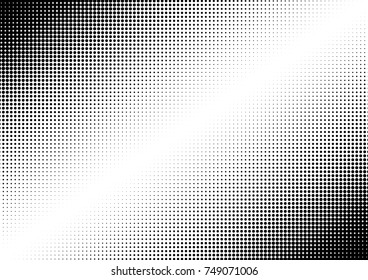 Halftone fade gradient background. Black and white comic backdrop. Monochrome points vector.