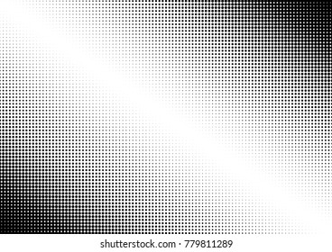 Halftone fade gradient background. Black and white comic backdrop. Monochrome points vector.
