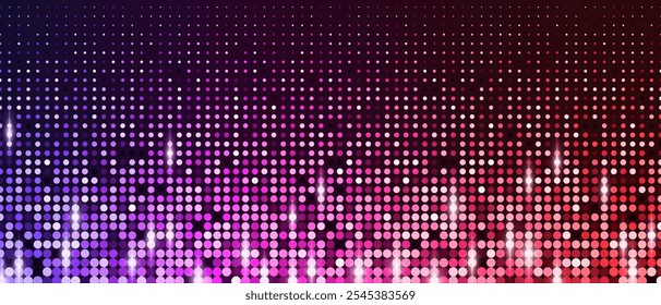 Halftone fade mosaic background, vector retro neon disco banner template.